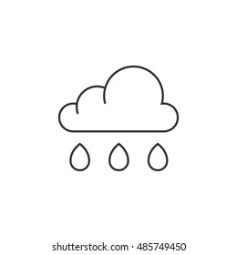 Rainy icon in thin outline style. Season forecast monsoon wet meteorology