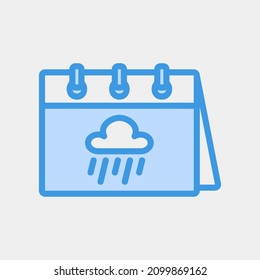 Rainy icon vector illustration in blue style about calendar and date, use for website mobile app presentation
