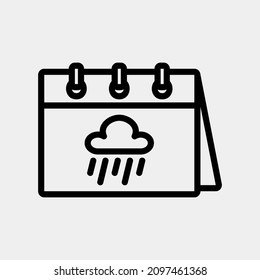 Rainy icon vector illustration in line style about calendar and date, use for website mobile app presentation