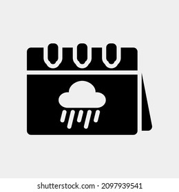 Rainy icon vector illustration in solid style about calendar and date, use for website mobile app presentation