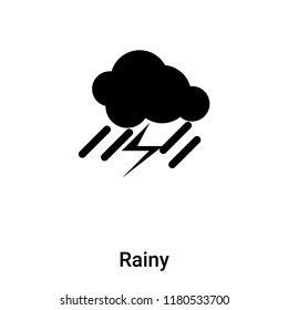 Rainy icon vector isolated on white background, logo concept of Rainy sign on transparent background, filled black symbol