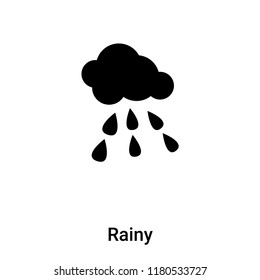 Rainy icon vector isolated on white background, logo concept of Rainy sign on transparent background, filled black symbol