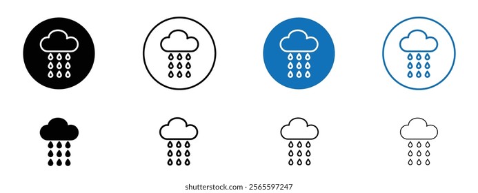 Rainy icons in black and blue colors