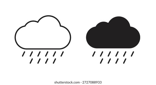 Conjunto de iconos lluviosos. Ilustración vectorial de línea simple