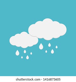 Rainy icons, sky filled with cartoon clouds and lightning. icon-vector