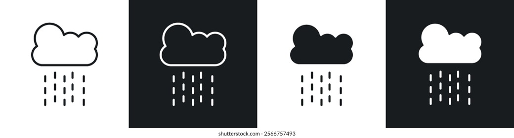 Rainy icons in Thin line black color. flat simple vector symbols illustration.