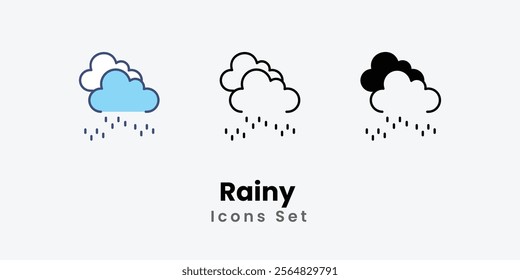 Rainy Icons thin line and glyph vector icon stock illustration