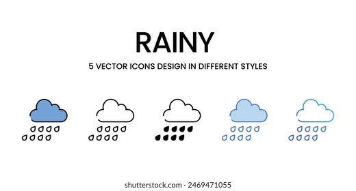 Conjunto de Vector de iconos lluviosos ilustración de stock.