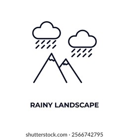 rainy landscape outline icon. Linear vector from nature concept. Thin line rainy landscape icon isolated on white background