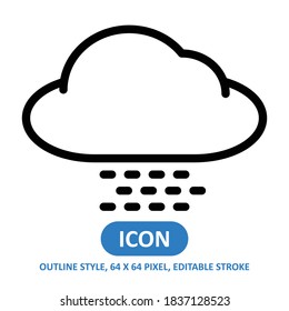 icono del vector de estilo de línea lluviosa sobre fondo blanco. Ilustración del vector del clima. Stroke editable. 64 x 64 píxeles. Diseño sencillo y moderno.