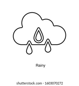 Rainy linear icon vector on white background. Black icon illustration