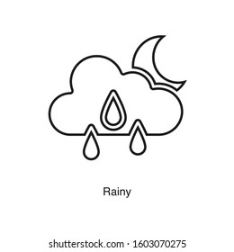 Rainy linear icon vector on white background. Black icon illustration