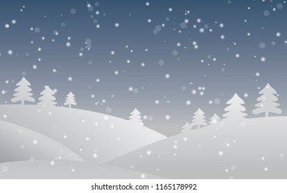 rainy mountain winter landscape vector illustration