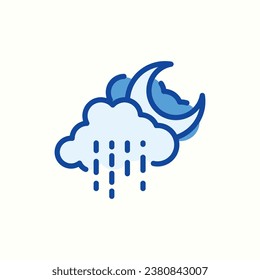 rainy, night blue icon, isolated icon in light background, perfect for website, blog, logo, graphic design, social media, UI, mobile app