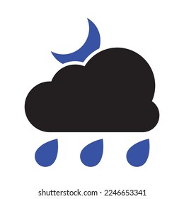 Rainy Night Icon In Dualtone Style