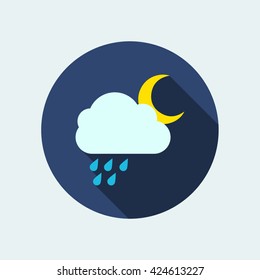 rainy night icon. flat rainy night icon. rainy night vector
