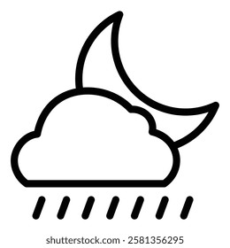 Rainy Night icon illustration in line style. Perfect for website mobile app presentation. Suitable for any user interface and user experience