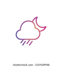 Rainy Night  - Line Vector Icon