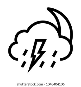 rainy night vector line icon