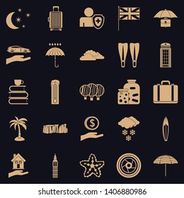 Rainy place icons set. Simple set of 25 rainy place vector icons for web for any design
