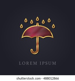 Rainy Red Ruby with Golden Frame Precious Jewellery Icon / Logo Design