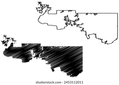 Rainy River District (Canada, Ontario Province, North America) map vector illustration, scribble sketch Rainy River map