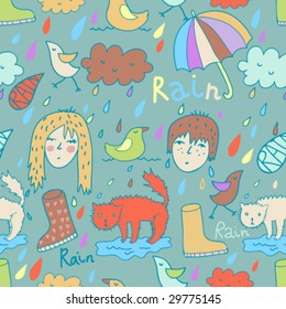 Rainy seamless pattern in vector