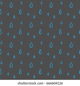 Rainy seamless pattern. Vector background with hand drawn raindrops 