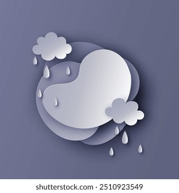 Rainy season background. paper cut of Rainy. paper cut and craft style. vector, illustration.