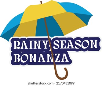 Rainy Season Bonanza Offer Sticker With Umbrella Text Badge