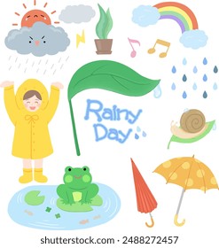 Rainy season clip art illustration set