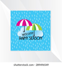 rainy season concept with cloud and umbrella 