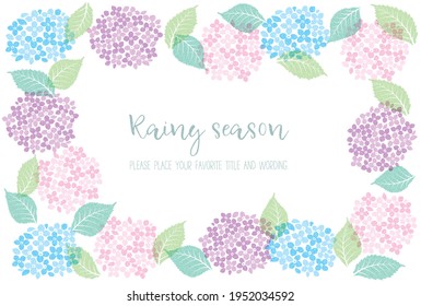 Rainy season Concept. Hydrangeas and rain Image material