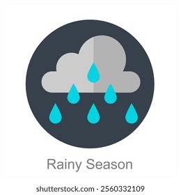 Rainy Season and rainy day icon concept