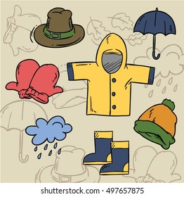 rainy season doodle vector