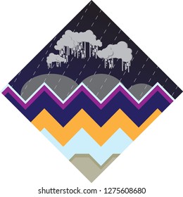 
Rainy season, falling down, vector