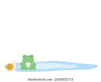 Rainy season frog snail background frame illustration