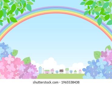 Rainy Season Hydrangea Background Frame