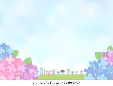 Rainy Season Hydrangea Background Frame