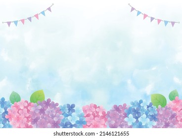 Rainy Season Hydrangea Background Frame
