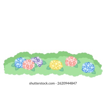 Hidrângeas da estação chuvosa ilustração da moldura de fundo