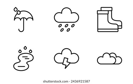 rainy season icon symbol vector template collection