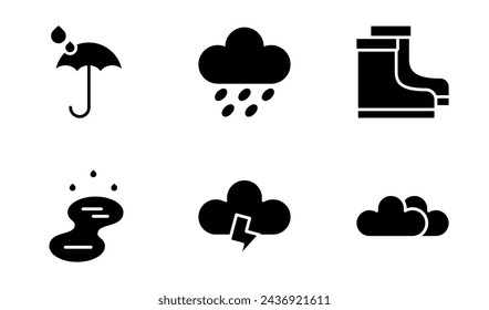 rainy season icon symbol vector template collection