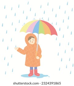 Regenzeit-Illustration mit Person, die einen Regenschirm benutzt