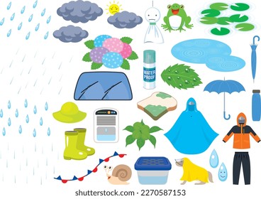 Rainy season image illustration item collection of the rainy season