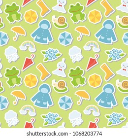 Rainy season in Japan vector seamless pattern.