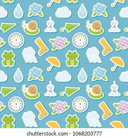 Rainy season in Japan vector seamless pattern.