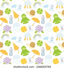 Rainy season in Japan vector seamless pattern.