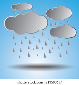 Rainy season with raindrops and clouds.