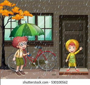 boys in rain